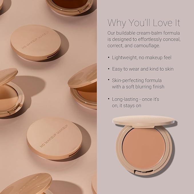 No Makeup Makeup Long-Lasting Lightweight Foundation & Brush Duo | Cruelty-Free, Fragrance-Free, Buildable, Transfer-Proof Makeup (Golden Tan)