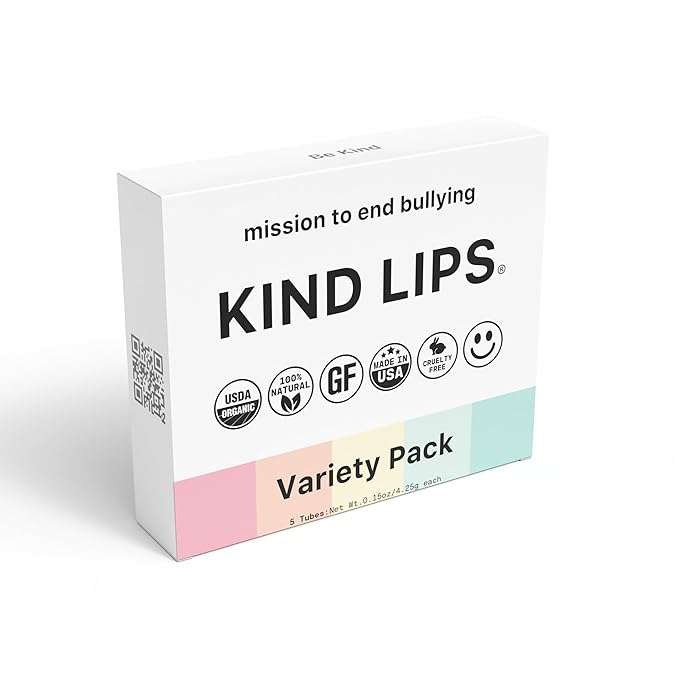 Kind Lips Organic Variety 5-Pack Lip Balm – Unscented, Sweet Mint, Wild Cherry, Vanilla Lemon & Strawberry – Natural, Gluten Free, Grain Free – Made in USA – Moisturizing Chap stick