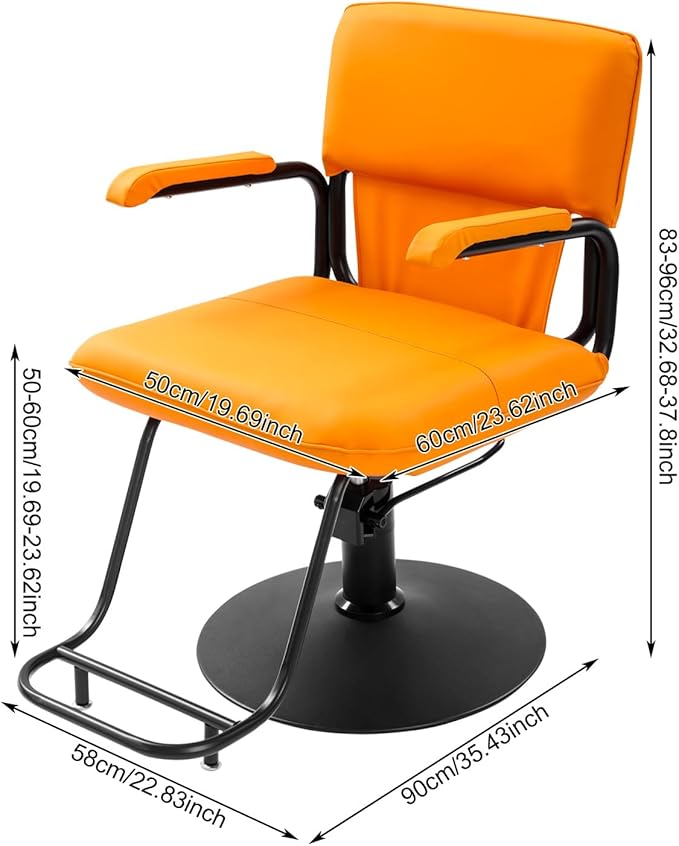 Barber Salon Chair for Hair Stylist,Hair Chair for Barbershop Home Height Adjustable & 360° Swivel Styling Salon Chairs Spa Beauty Salon Equipment, 550Lbs Capacity (Orange)