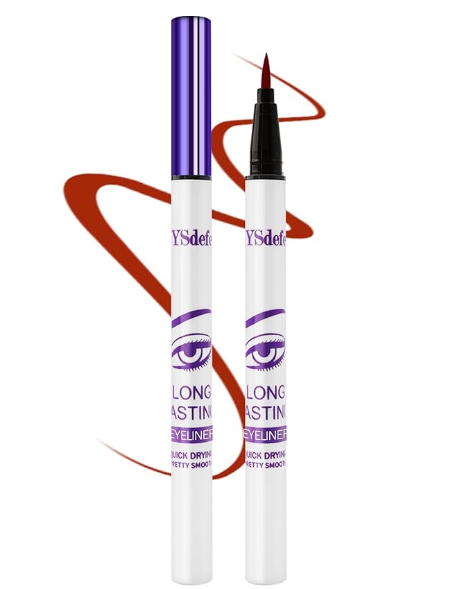 Liquid Eyeliner Pen, Red Waterproof Long Lasting Colored Eye liner Pen with Precision Tip, Matte Colorful Smudgeproof High Pigmented Eyeliner Pencil, Cosplay Party Stage Eye Makeup Gift for Women-07