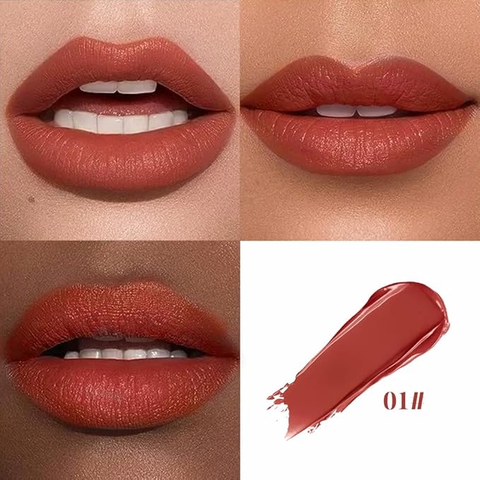 Cushion Lip Gloss Matte Lip Tint – Long-Lasting Lightweight Color, Soft Plush Applicator for Gradient Blurred Lips, Non-Sticky Velvet Finish Hydrating Lip Stain 01#–Warm Nude Rose
