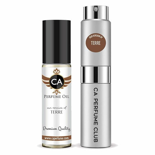 CA Perfume Duo Impression of Terre For Men Perfume Layering Set Mens Cologne Long Lasting Travel Size EDP + Body Oil Roll-On Bottle 0.27 Fl Oz+0.33 Fl Oz