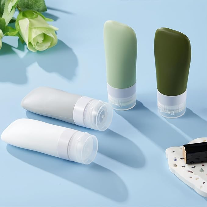 INSFIT Portable Travel Bottles, TSA Approved Leak Proof Containers for Toiletries, BPA Free Refillable Accessories for Shampoo, Body Wash, Liquids (4 Pack)