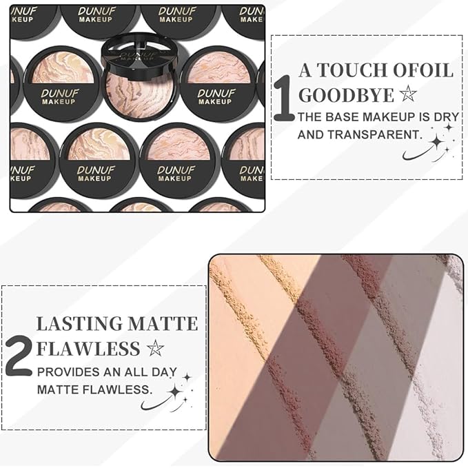 Baked Natural Correcting Pwoder Foundation Makeup, Highlighter Hybrid - Natural Finish, Waterproof Long Lasting, Demi-Matte Natural Finish, Talc-Free, Vegan, 04#