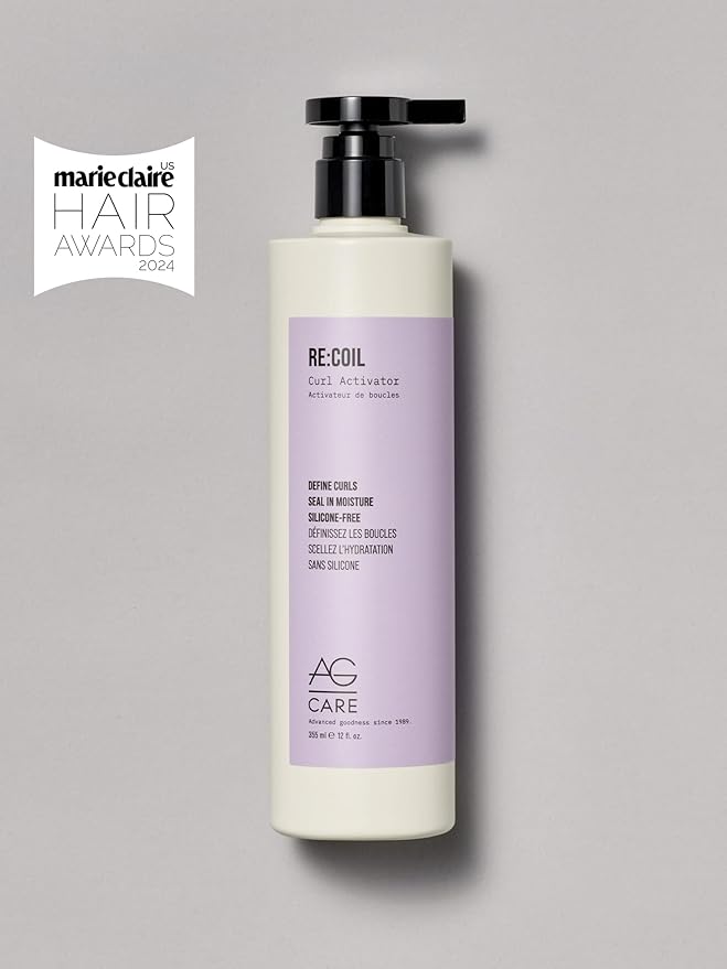 AG Care Re:Coil Curl Activator Curl Cream with Keratin Amino Acids - Ultra-Nourishing Curly Hair Cream for Defined, Healthy Curls, 12 Fl Oz