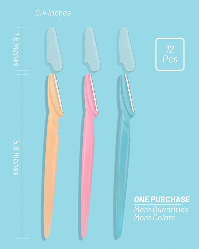 Eyebrow Razor for Women, 12 Pcs Dermaplaning Tool for Face Professional, Face Razor for Women Facial Hair Remover