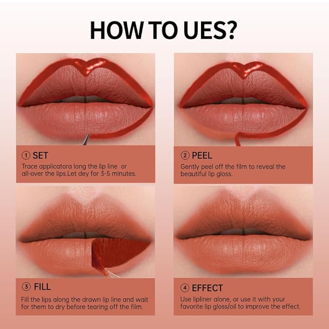 2-In-1 Peel Off Lip Stain Matte Finish Lip Liner Tattoo Peel-off Lip Tint, Long Lasting All Day Lip Masque Waterproof Smudge-proof Transfer-proof Peel Off Lip Makeup, 1#cinnamon