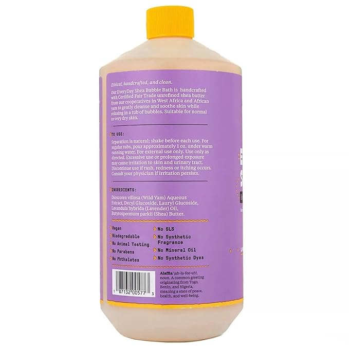 Alaffia Bubble Bath for Women, Lavender – Everyday Shea Butter Formula with Wild Yam, 32 Fl Oz