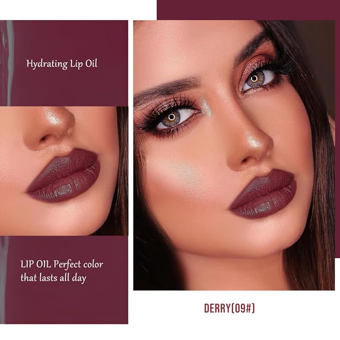 Nourishing High-Shine Lip Gloss,Hydrating & Moisturizing Lip Tint, Non-Sticky, Long-Lasting Glossy Lip Stain,Softens & Plumps Lips for Smooth,Gentle Formula for Dry Lips 08#Berry