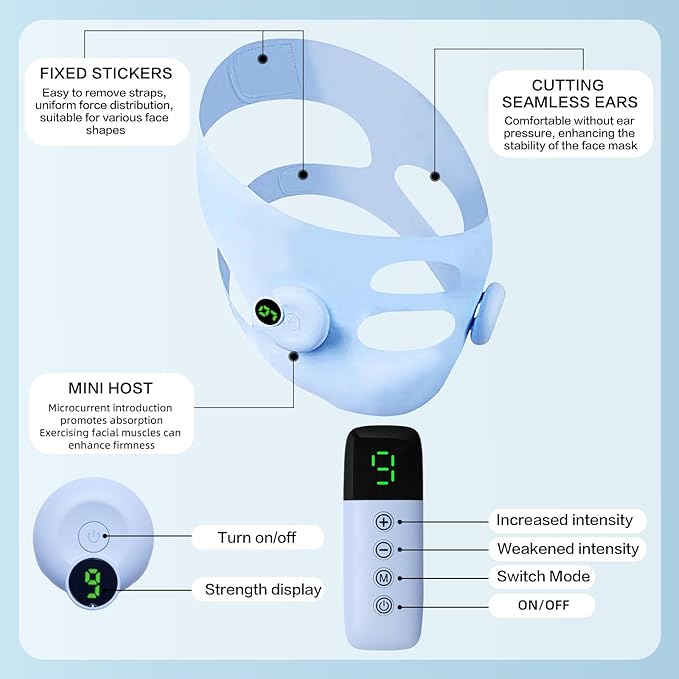 V-Shaped Face Machine Double Chin Reducer, Electric Double Chin Reducer & Face Lifting Device with 6 Modes 9 Intensity Levels