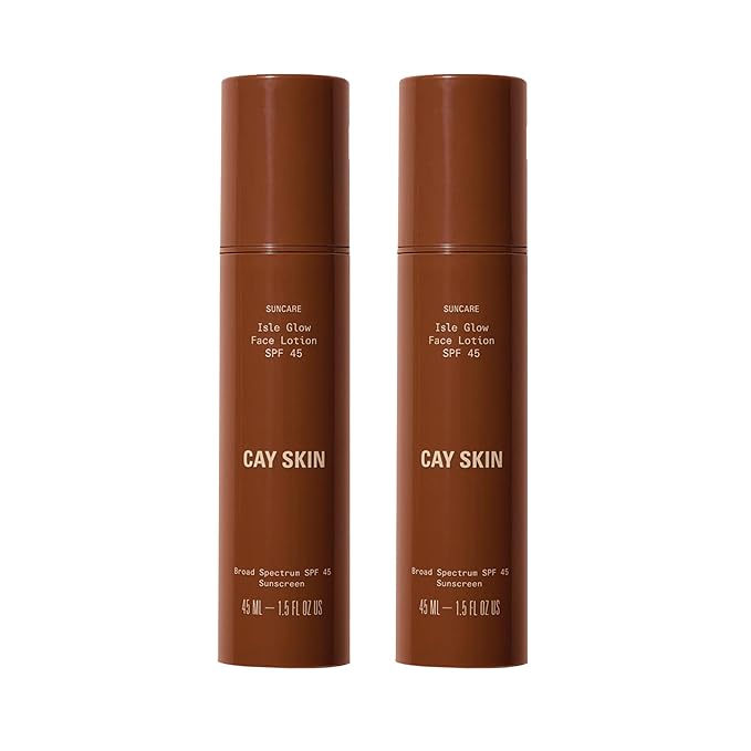 Cay Skin Isle Glow Face Moisturizer SPF 45 – Illuminating Moisturizer, Broad Spectrum Sunscreen + Makeup Primer – Lightweight, Pearlescent Formula with Radiant Finish for All Skin Types – 2-Pk, 1.5 oz