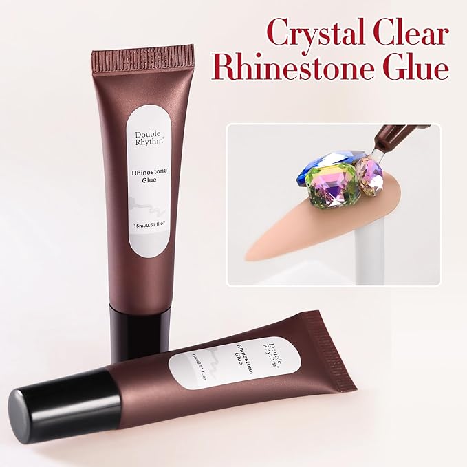 Double Rhythm 0.5 Oz 3D Nail Gel Art Sculpting No Wipe for Designs DIY Nail Art for Drawing, Molding,and Decoration (Clear Rhinestone Glue)