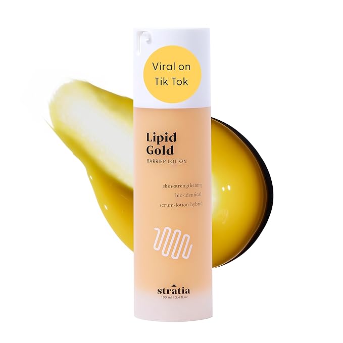 Stratia Lipid Gold Skin-Strengthening Ceramide Moisturizer with Niacinamide, Hydrates & Soothes All Skin Types, 3.4 Fl Oz