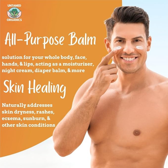 Untamed Organics Just Tallow 100% Grass-Fed Grass-Finished Beef Tallow Balm For Skin Care - Full Body & Face Moisturizer For Sensitive Skin, Eczema - All-Purpose Pure Tallow Cream (Unscented) 2 oz