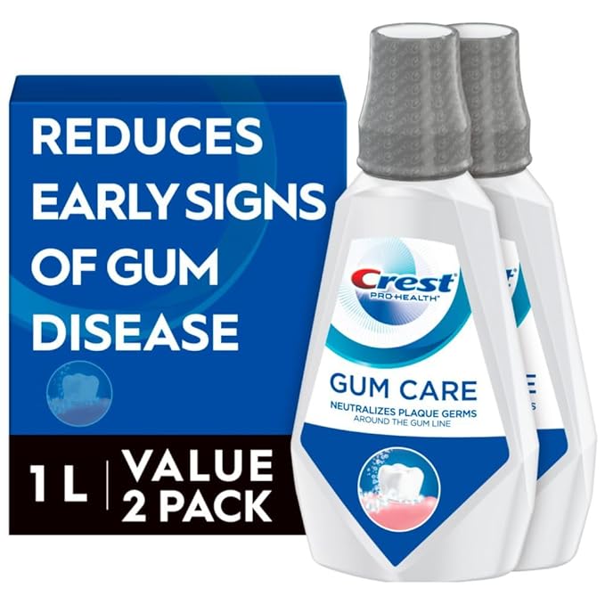Crest Pro-Health Gum Care Mouthwash, Cool Wintergreen, CPC Antigingivitis/Antiplaque Oral Rinse 1L (33.8 fl oz), Pack of 2, Alcohol Free for Adults