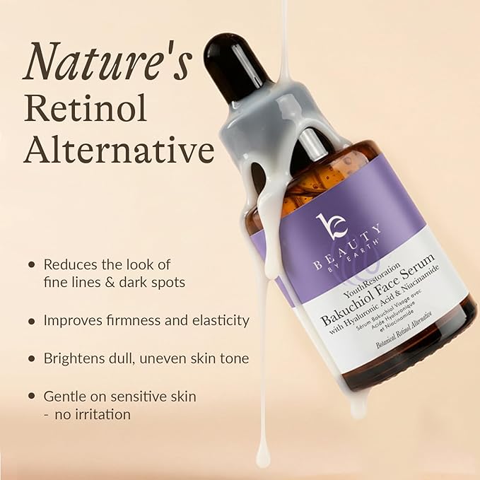 Bio Retinol Alternative Bakuchiol Serum - Smooths Skin & Reduces Fine Lines, USA Made with Natural & Organic Ingredients, Anti-Aging Skin Care Formula, Vegan, Cruelty Free