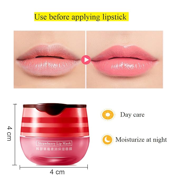 2 Pcs Bee Lip Balm Honey Pot,Honey & Strawberry Lip Mask Propolis Moisturizing Lip Balm with Stick,Prevention Dry and Cracked Lip Scrubs,Exfoliator Lip Wrinkle Skin Care Products