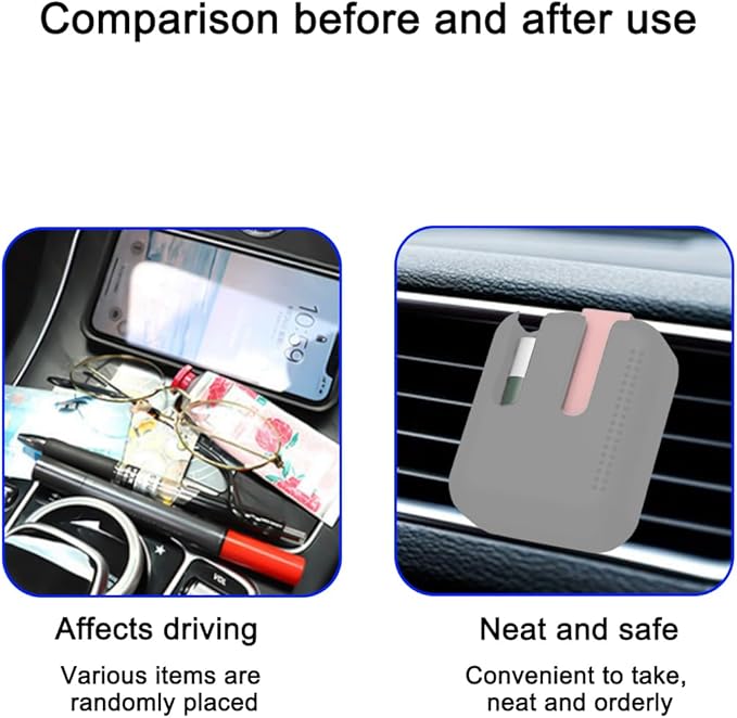 Holder for Car Air Vent, Upright Washable Lip Balm Protector for Women Girls, Auto Interior Space Saving Accessories, Universal for Vehicle, Truck and More（Gray）