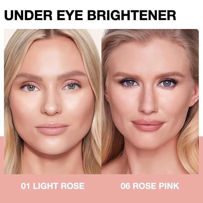 evpct 2Pcs Pink under Eye Corrector Brightener Concealers for Older Women Dark Circles, under Eye Cream Pot Concealer Full Coverage Peach Color Corrector Makeup, Nourishing Waterproof, 01&06