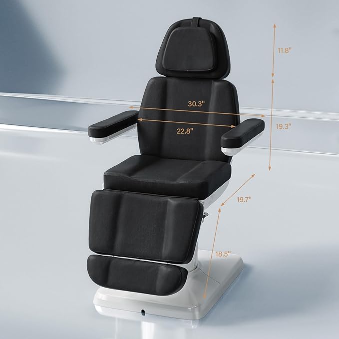 OmySalon Electrical Facial Beauty Spa Medical Treatment Bed, 120° Rotation Massage Tattoo Dental Aesthetic Chair with 3 Motors & Remote Control, Black