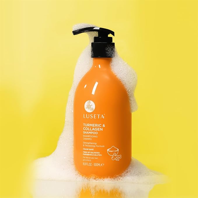 Luseta Hair Growth Shampoo with Turmeric & Collagen, Thickening Volumizing Shampoo for Women and Men with Thinning or Oily Hair, Color Safe, Sulfate and Paraben Free, 16.9 Oz