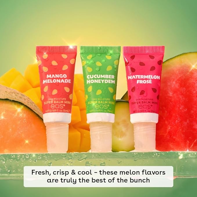 eos 24H Moisture Super Balm Minis- Melon Magic, Limited-Edition Lip Mask, Variety Pack, 0.169 fl oz, 3-Pack