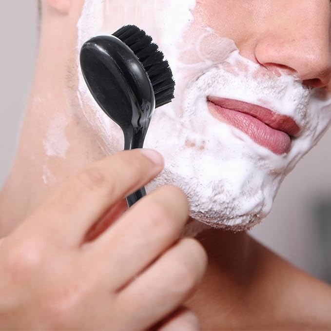 4 Pcs Large Face Scrubber, Beomeen Facial Cleansing Brush Charcoal Black Bristles Exfoliator Soft Brush with Lid for Gentle Deep Cleansing and Exfoliating