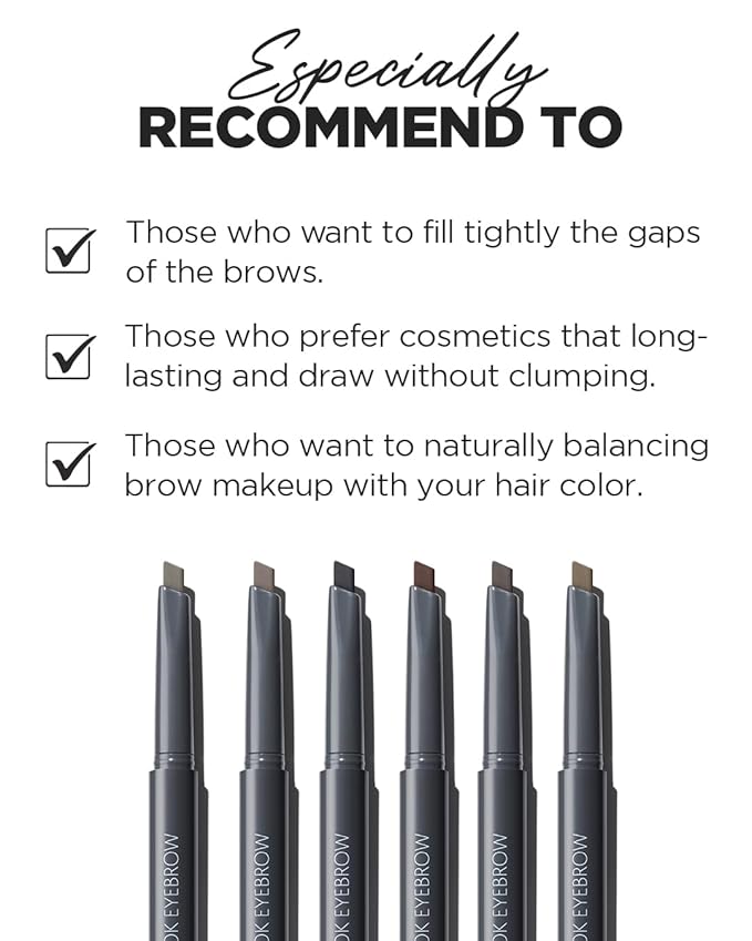 THESAEM Artlook Eyebrow Definer Pencil with Spoolie Brush 03 Gray Brown – Long Lasting Eyebrow for Soft Textured Eyebrow Makeup with Vitamin E - Triangular Pencil