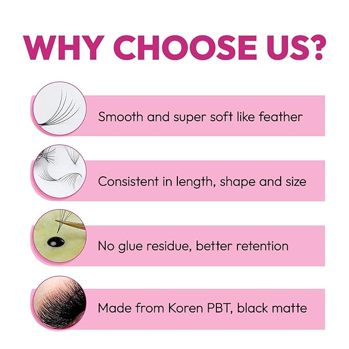 Eyesy Lash 500 Promade Fans - Volume Premade Lash Fans for Eyelash Extensions Pointy Base Handmade Loose Pre Made Eyelashes Middle Stem Soft and Lightweight (14D 0.03 C 15mm)