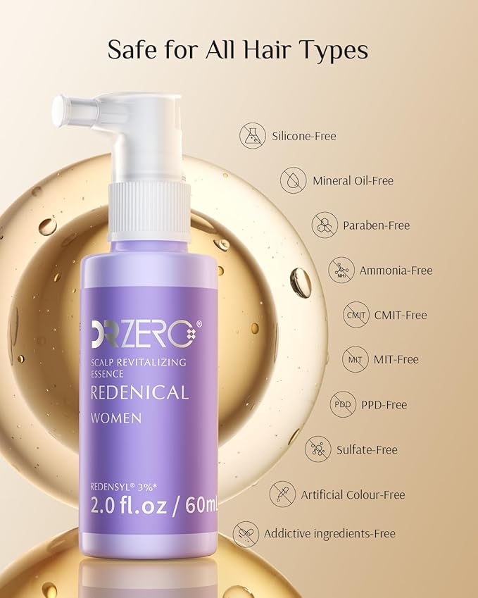 DR ZERO 3% Redensyl Hair Growth Serum for Women, Hair Scalp Serum Spray for Hair Loss and Regrowth, Clinically Tested for Hair Thinning Therapy and Scalp Care, Japanese Hair Treatment, 60ml