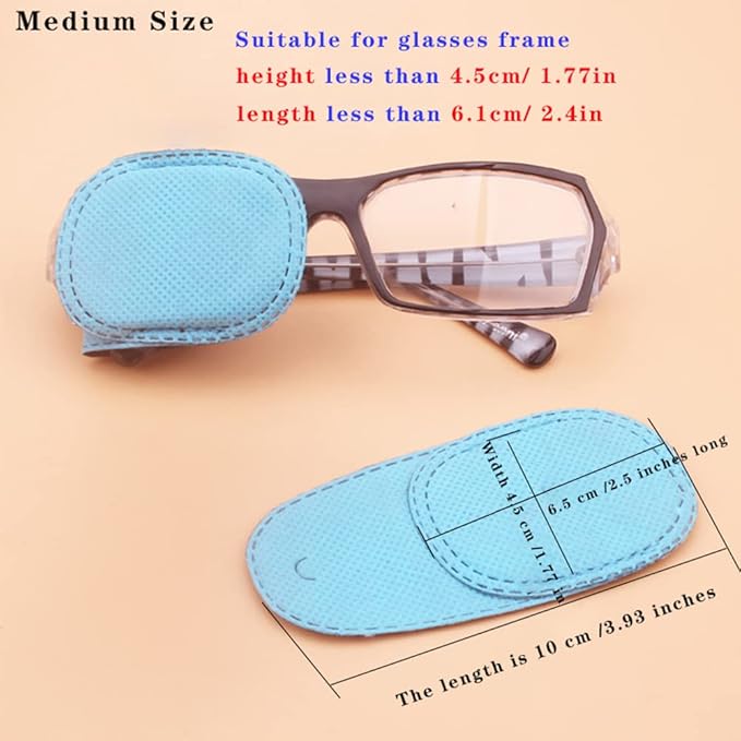 6 Piece Pack Children's Eye Patch can Cover Any Eye Patch, Treatment Amblyopia Strabismus Lazy Eye Patch, Reusable Medical Eye Patch (Medium Size, Blue)