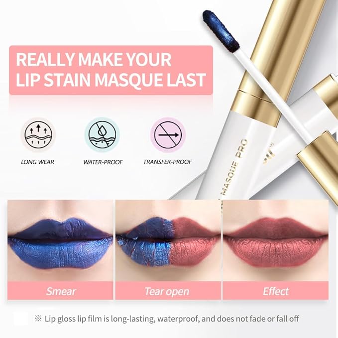 Lip Stain Peel Off – Long Lasting Waterproof Lip Tint, Smudge Proof Transfer Resistant Lip Stains Tattoo,High Pigment Matte Lip Color, Kiss Proof Peel Off Lip Stain Masque,All-Day Stay Lip Makeup 02#