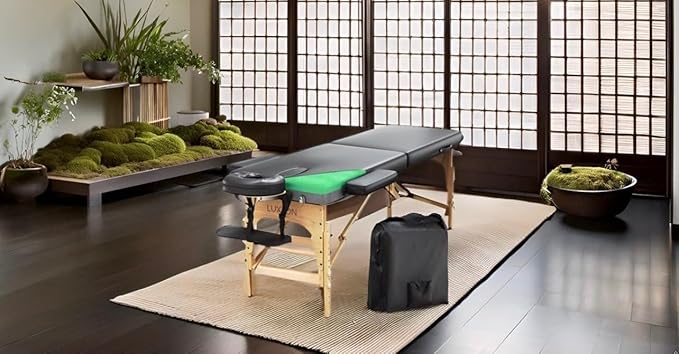 Luxton Home Premium Foam Massage Table Portable Foldable Massage Bed Height Adjustable, 72 Inches Long 27 Inches Wide Home Salon Spa Bed Tattoo Table with Accessories & Carrying Case, Easy Set Up