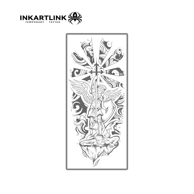 INKARTLINK Semi Permanent Tattoo, party tattoo, beautiful and realistic design, fun tattoo experience, cruelty-free, non-reflective, waterproof (Angel of Justice)