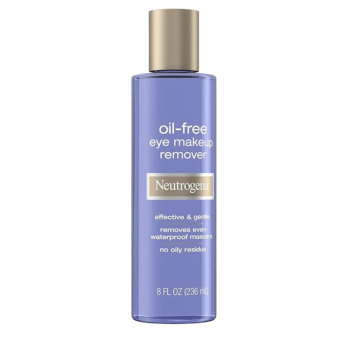 Neutrogena Gentle Oil-Free Eye Makeup Remover & Cleanser for Sensitive Eyes, Non-Greasy Makeup Remover, Removes Waterproof Mascara, Dermatologist & Ophthalmologist Tested, 8.0 fl. oz (Pack of 2)