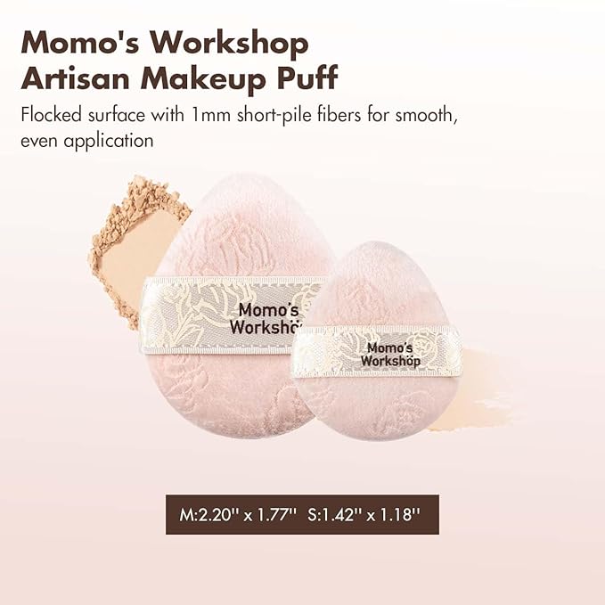 Pink Velvet Powder Puffs, Laser-Cut Rose Design, Dual-Sided, Travel Size & Wide M Size for Pressed Powder, Blush & Contour,5pcs Plush Puffs & Storage Case