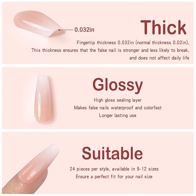 Yivaiks 24pcs glitter Press on Nails Medium Coffin Fake Nails with Glue on Nails for Women Luxurious 3D Crystal Gem Design Ballerina Pink Acrylic Nails (GD-002)