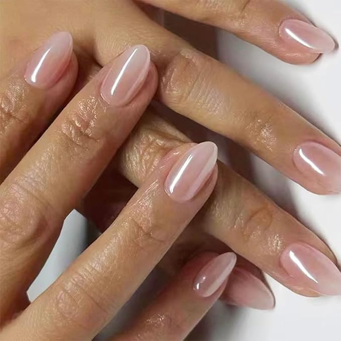 6 Packs (144 Pcs) Almond, Pink Press on Nails - Medium, Short, French Tip, Ombre, Gel False Nails - 12 Sizes, 6 Styles