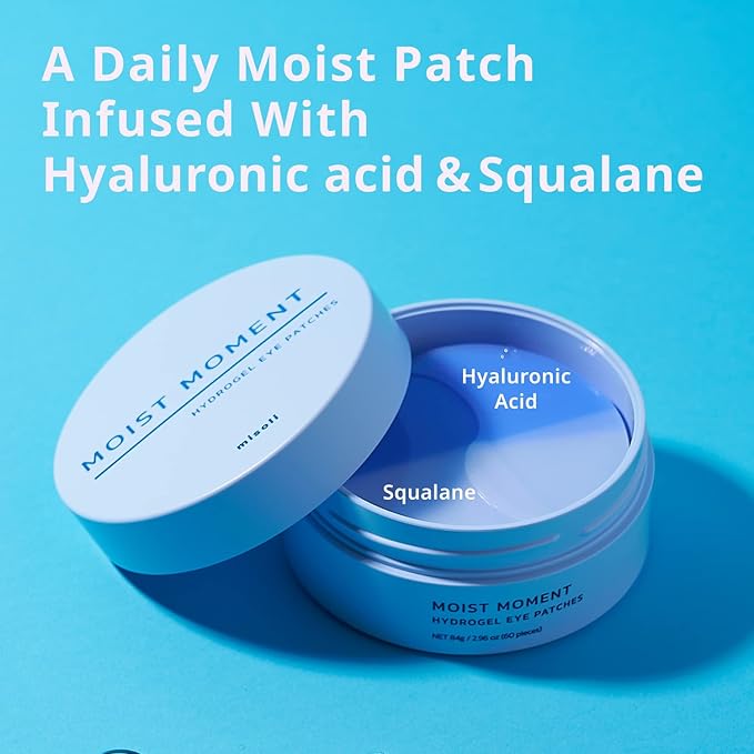 Moist Moment Under Eye Patches | Hydrating Eye Treatment Gel Masks With Hyaluronic acid & Squalane | Under Eye Masks For Dark Circles and Puffiness, Under Eye Bags, Wrinkle Care, Men and Women
