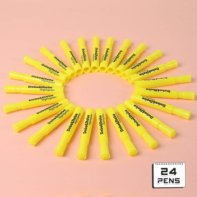 Dabo&Shobo Yellow highlighter, 24 Pack -bright color, chisel tip, for Adults Kids Highlighting in the Home School Office, Tank Style