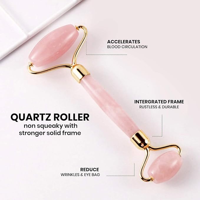 ROSELYNBOUTIQUE Gua Sha Facial Tools & Face Roller Original Face Massager for Puffiness Wrinkless Skin Care Routine - Self Care Gift for Men Women (Pink)