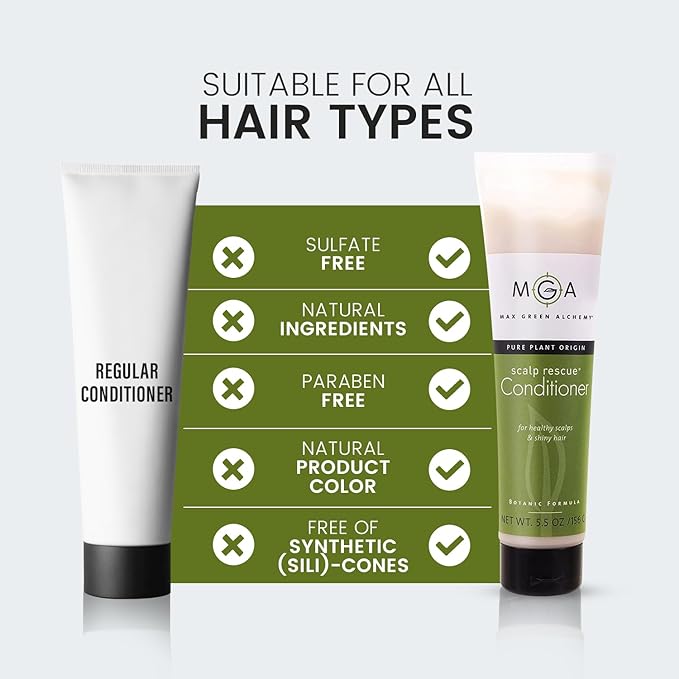 MGA Vegan Hair Conditioner - Organic Formula with Tea Tree for Healthy Hair | Shea Moisture Conditioner with Natural Herbal Scent | Parabens Silicone & Sulfate Free | Unisex | 5.5 Fl Oz