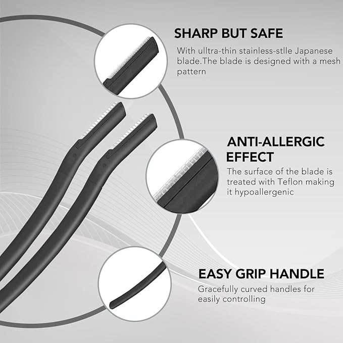 Eyebrow Razors for Men 6 Pieces, Japanese Blades Precision Dermaplane Razors, Small Eyebrow Trimmer Set, Multipurpose Exfoliating Dermaplaning Tools for Peach Fuzz, Small Face Razors for Men and Women