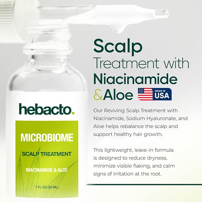 Hydrating Scalp Serum with Niacinamide and Aloe Vera, Leave-In Scalp Treatment, Microbiome-Friendly, Soothes Dry & Itchy Scalp, USA-Made Formula