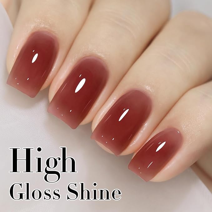 Double Rhythm 0.50 OZ Translucent Gel Polish Same Color Same Bottle Sheer Pastel Neutral Natural Milky 15 ML Jelly UV Nail Art DIY at Home (Deep Purple-A1528)