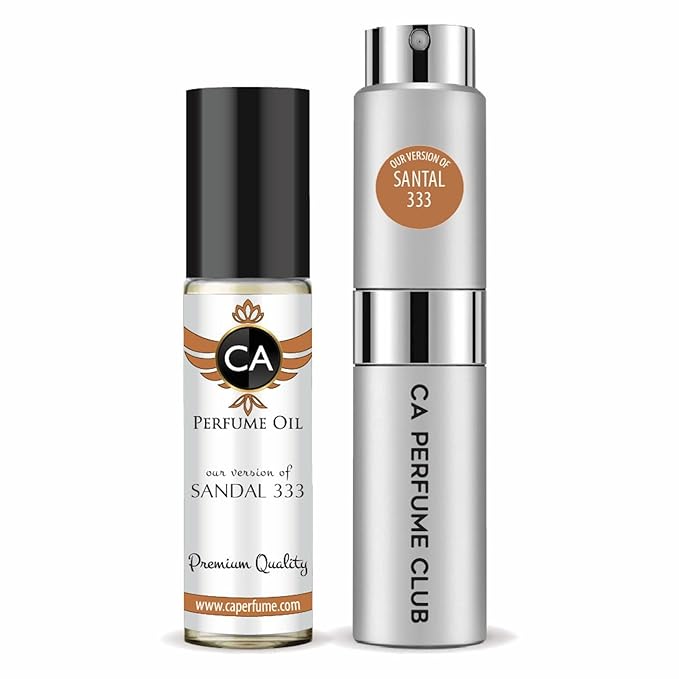 CA Perfume Duo Impression of Santal For Men Perfume Layering Set Mens Cologne Long Lasting Travel Size EDP + Body Oil Roll-On Bottle 0.27 Fl Oz+0.33 Fl Oz