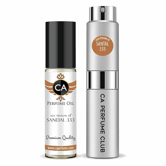 CA Perfume Duo Impression of Santal For Men Perfume Layering Set Mens Cologne Long Lasting Travel Size EDP + Body Oil Roll-On Bottle 0.27 Fl Oz+0.33 Fl Oz