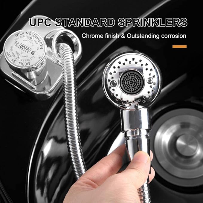 Artist hand Shampoo Bowl Backwash Barber Chair Adjustable Ceramic Bowl Sink W/Rubber Headrest for Salon Beauty Spa Equipment (Black)