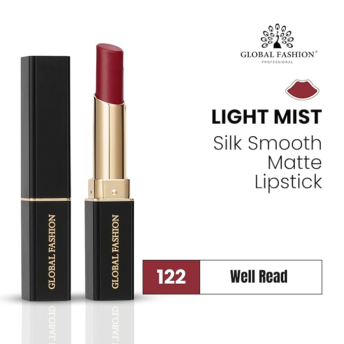 Global Fashion Silk Smooth Matte Lipstick – Long-Lasting, Luxurious Color, Rich Hydration, Lightweight Formula, Lightweight Matte Lip Color for Women, Available in Multiple Shades (122, 0.12 oz)