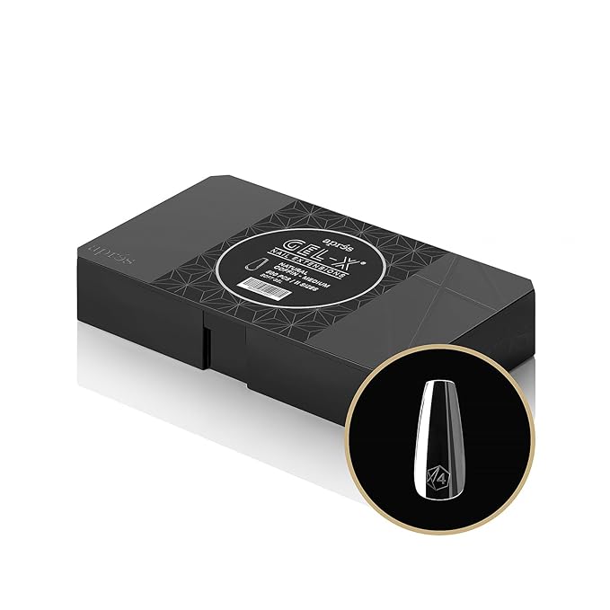 Apres Gel-X® Natural Coffin Medium Tip Box | 500pc Gel-X Tips, 11 Sizes 00-9, Premium Quality
